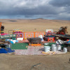 The inners of a Mongolian ger being packed for the fall migration